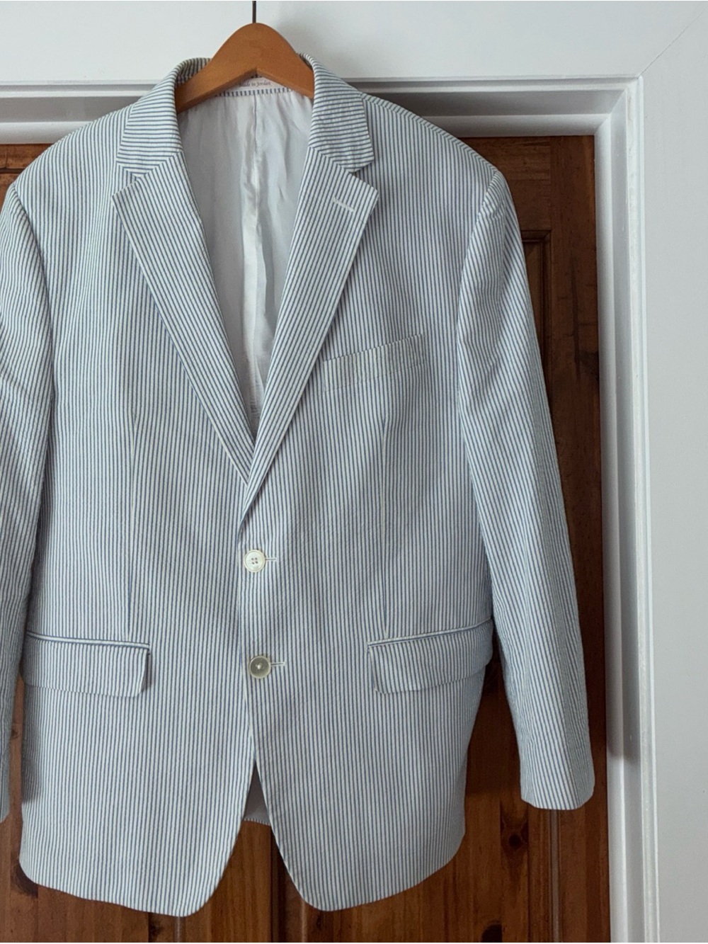 Ralph Lauren Light Blue and White Seersucker Sport Coat